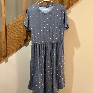 Estimer Fariy Gray Polka Dot T-Shirt Dress XL Casual Fit & Flare